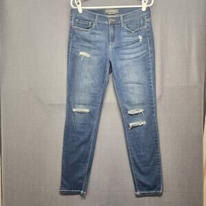 Harper Jeans Womens 30 Blue Distressed Cotton Blend Mid Rise Skinny P9387MD